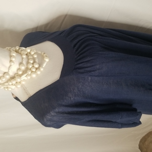 Sandro sheer blue linen knit blend dress Open Knit short sleeve Sz2 is US 4/6 - Picture 13 of 16